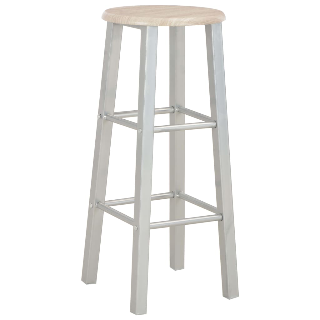 vidaXL Set mobilier de bar, 3 piese, lemn și oțel