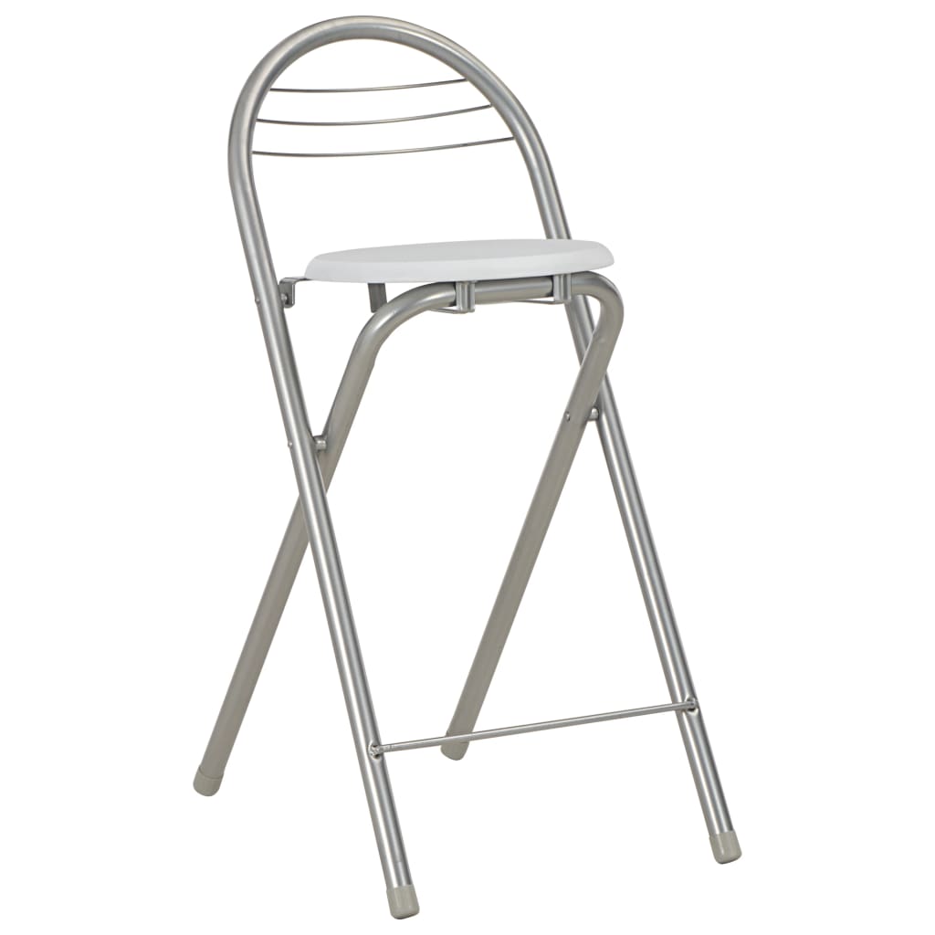 vidaXL Set mobilier de bar, cu rafturi, 3 piese, alb, lemn și oțel vidaXL Set mobilier de bar, cu rafturi, 3 piese, alb, lemn și oțel