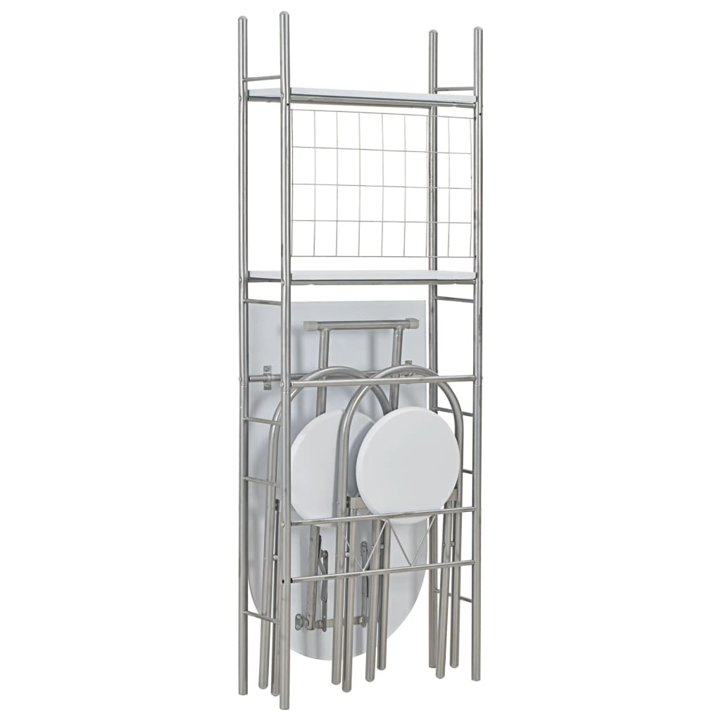 vidaXL Set mobilier bucătărie cu depozitare, 3 piese, alb, MDF și oțel vidaXL Set mobilier bucătărie cu depozitare, 3 piese, alb, MDF și oțel