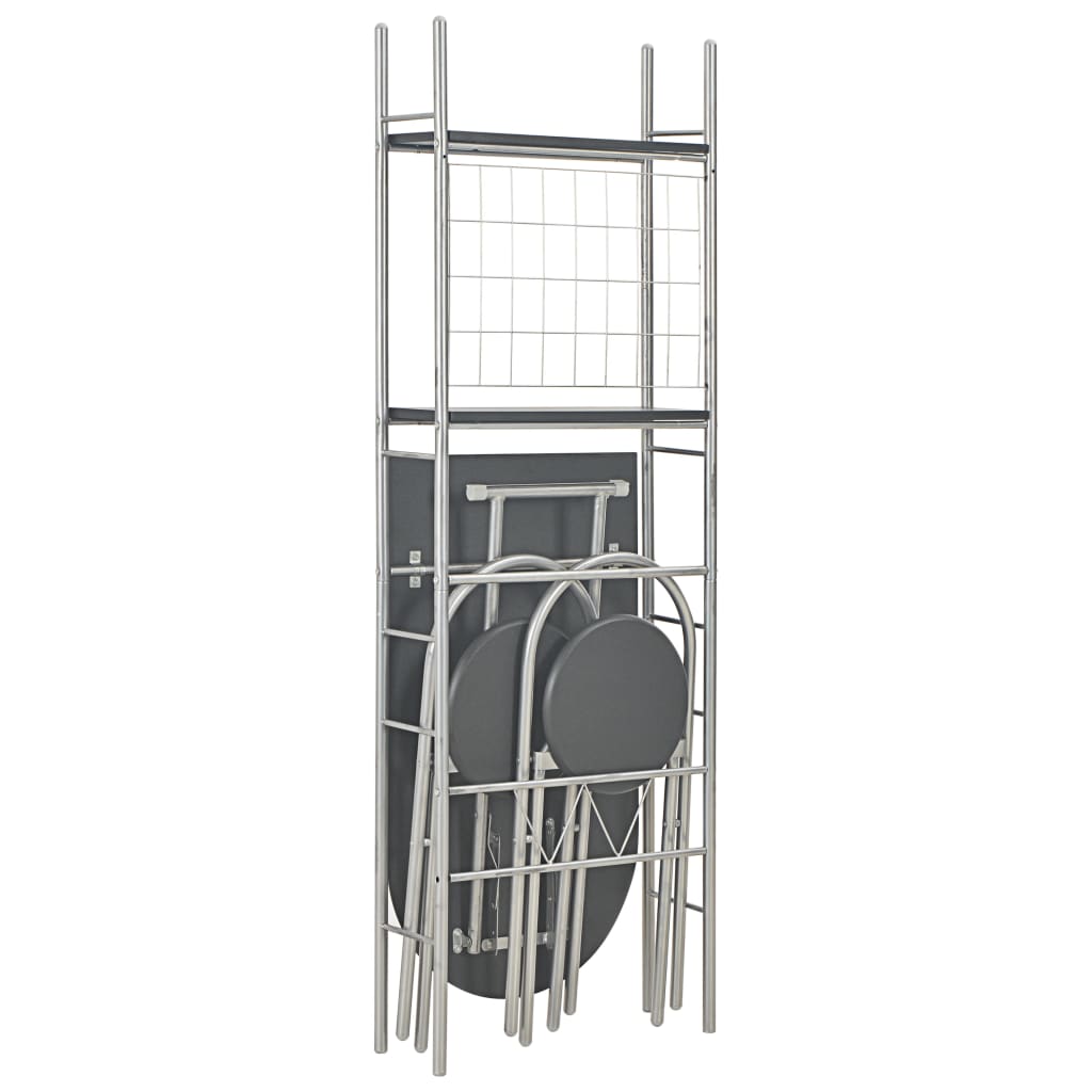 vidaXL Set mobilier bucătărie cu depozitare 3 piese negru, MDF și oțel vidaXL Set mobilier bucătărie cu depozitare 3 piese negru, MDF și oțel