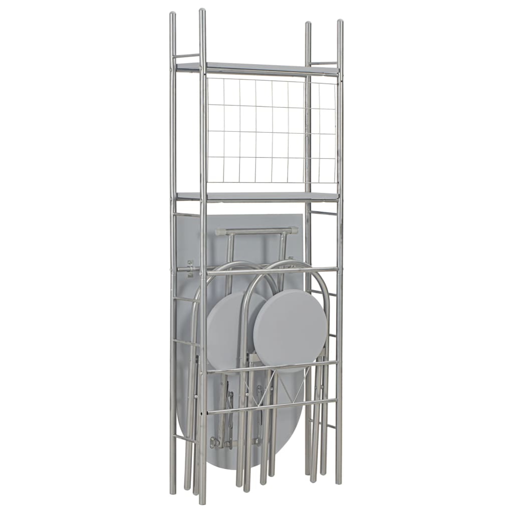 vidaXL Set mobilier bucătărie cu depozitare, 3 piese, gri, MDF și oțel vidaXL Set mobilier bucătărie cu depozitare, 3 piese, gri, MDF și oțel