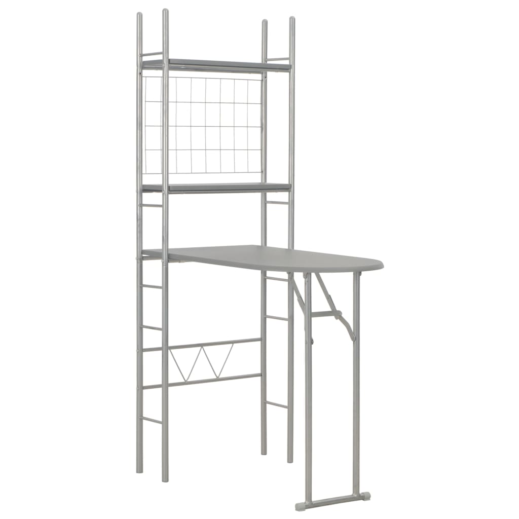 vidaXL Set mobilier bucătărie cu depozitare, 3 piese, gri, MDF și oțel vidaXL Set mobilier bucătărie cu depozitare, 3 piese, gri, MDF și oțel
