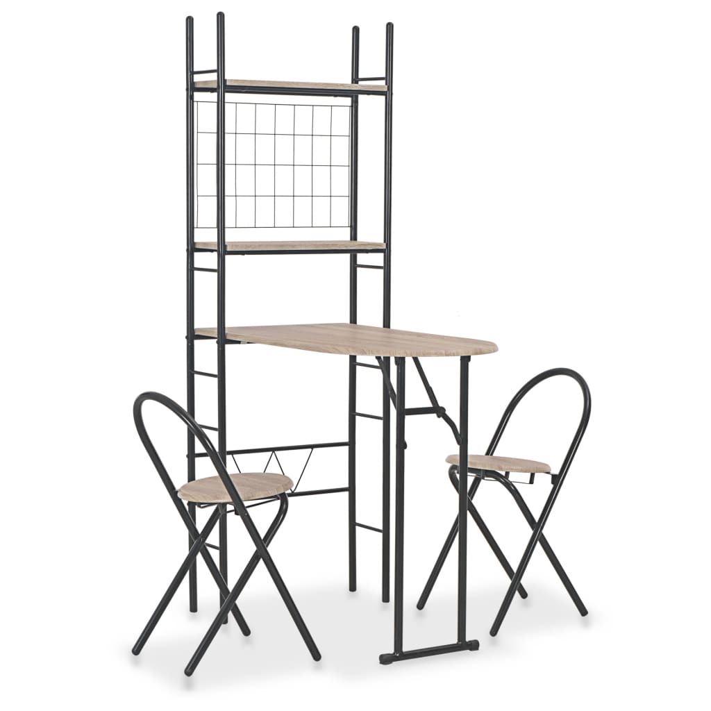 vidaXL Set mobilier bucătărie, suport depozitare, 3 piese, MDF și oțel vidaXL Set mobilier bucătărie, suport depozitare, 3 piese, MDF și oțel