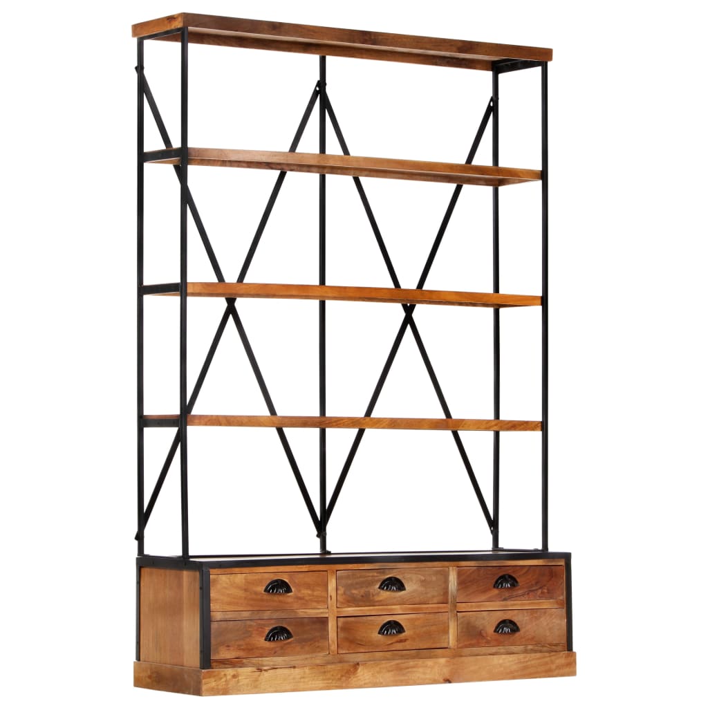 vidaXL Bibliotecă 4 rafturi 6 sertare 122x36x181 cm lemn masiv mango vidaXL Bibliotecă 4 rafturi 6 sertare 122x36x181 cm lemn masiv mango