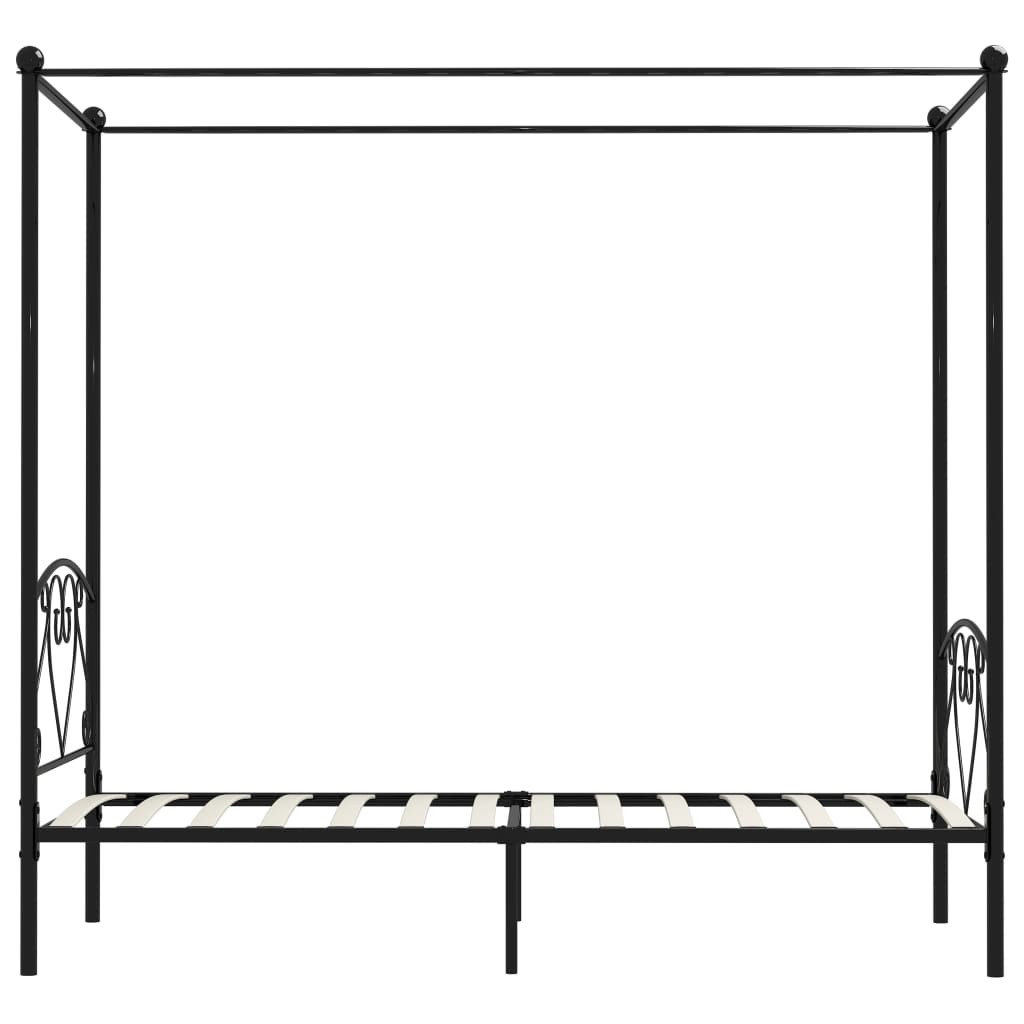 vidaXL Cadru de pat cu baldachin, negru, 90 x 200 cm, metal