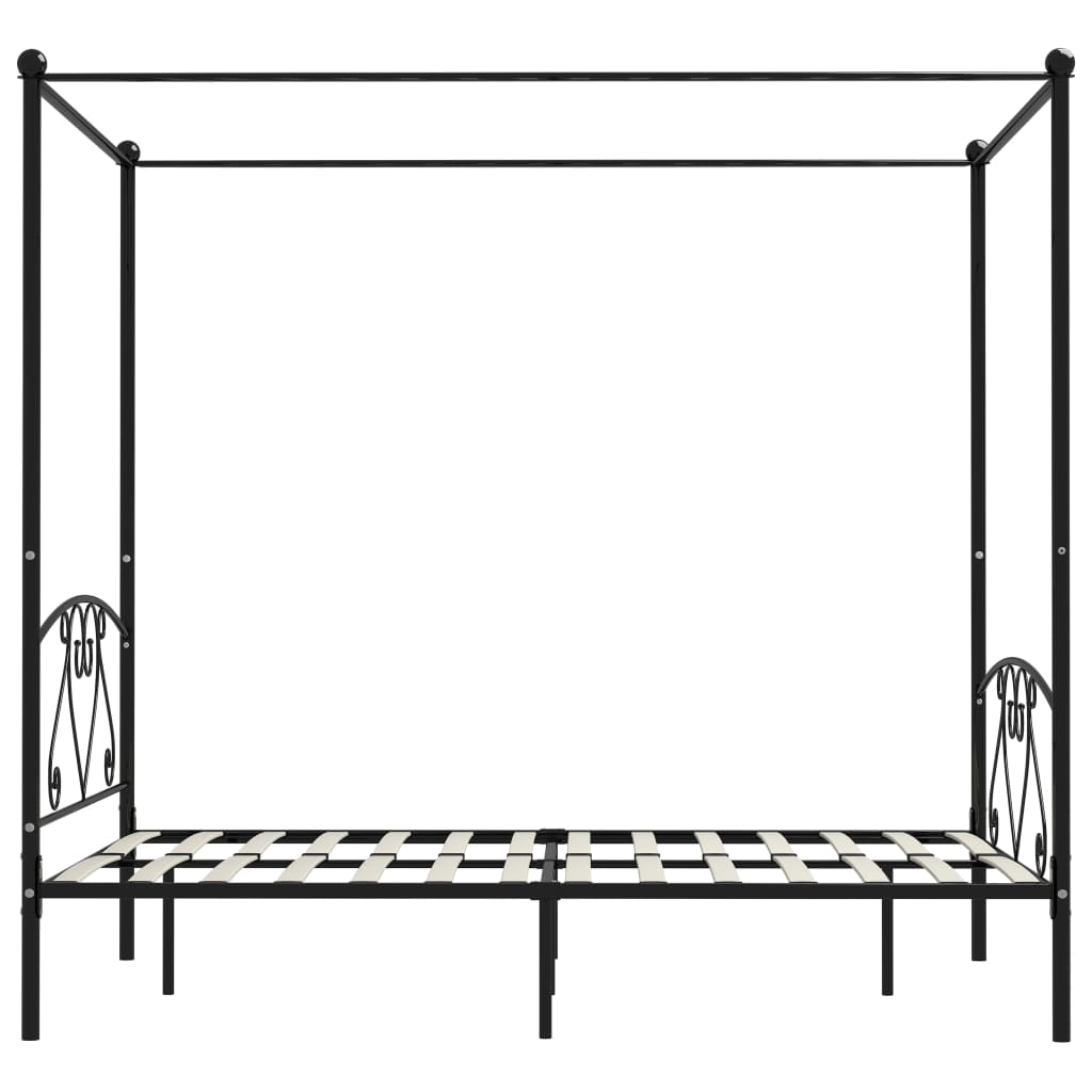 vidaXL Cadru de pat cu baldachin, negru, 140 x 200 cm, metal
