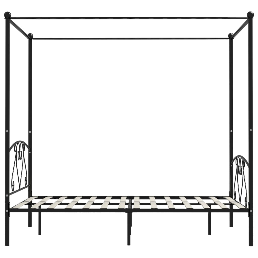 vidaXL Cadru de pat cu baldachin, negru, 160 x 200 cm, metal