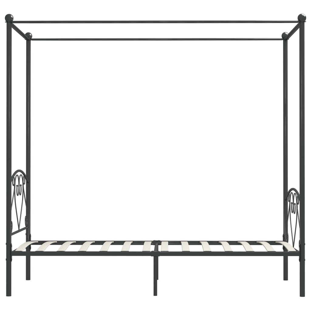vidaXL Cadru de pat cu baldachin, gri, 90 x 200 cm, metal