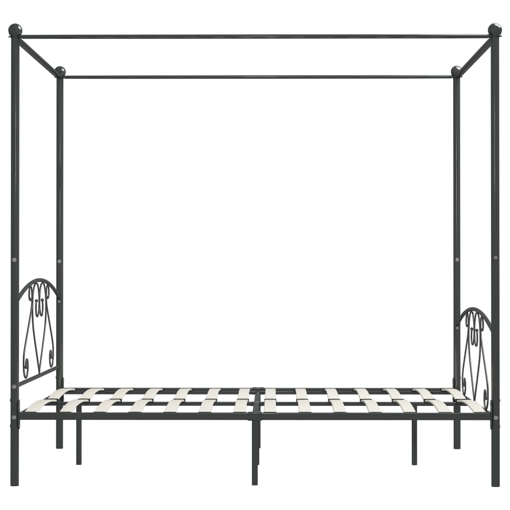 vidaXL Cadru de pat cu baldachin, gri, 160 x 200 cm, metal