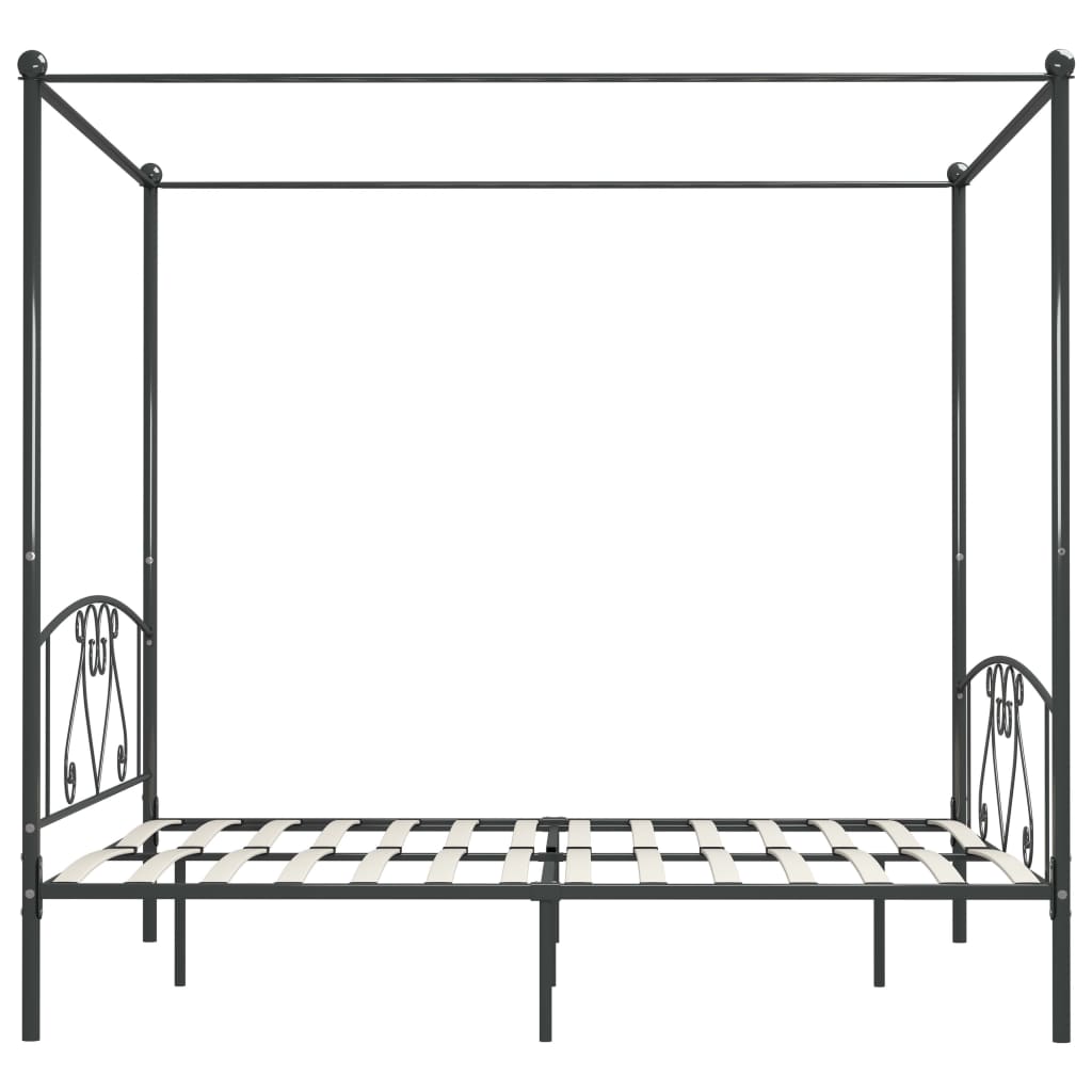 vidaXL Cadru de pat cu baldachin, gri, 180 x 200 cm, metal