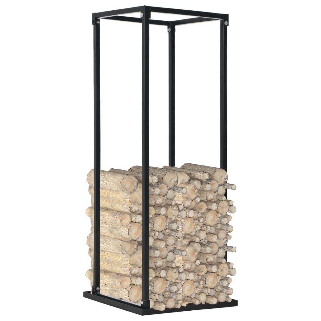 vidaXL Rastel lemne de foc, cu postament, negru, 37x37x113 cm, oțel vidaXL Rastel lemne de foc, cu postament, negru, 37x37x113 cm, oțel