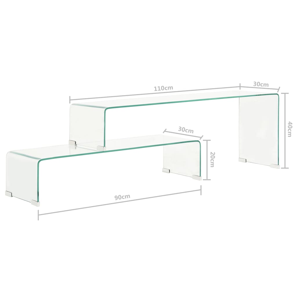 vidaXL Set măsuțe de cafea, 2 piese, 90x30x20/110x30x40 cm, sticlă