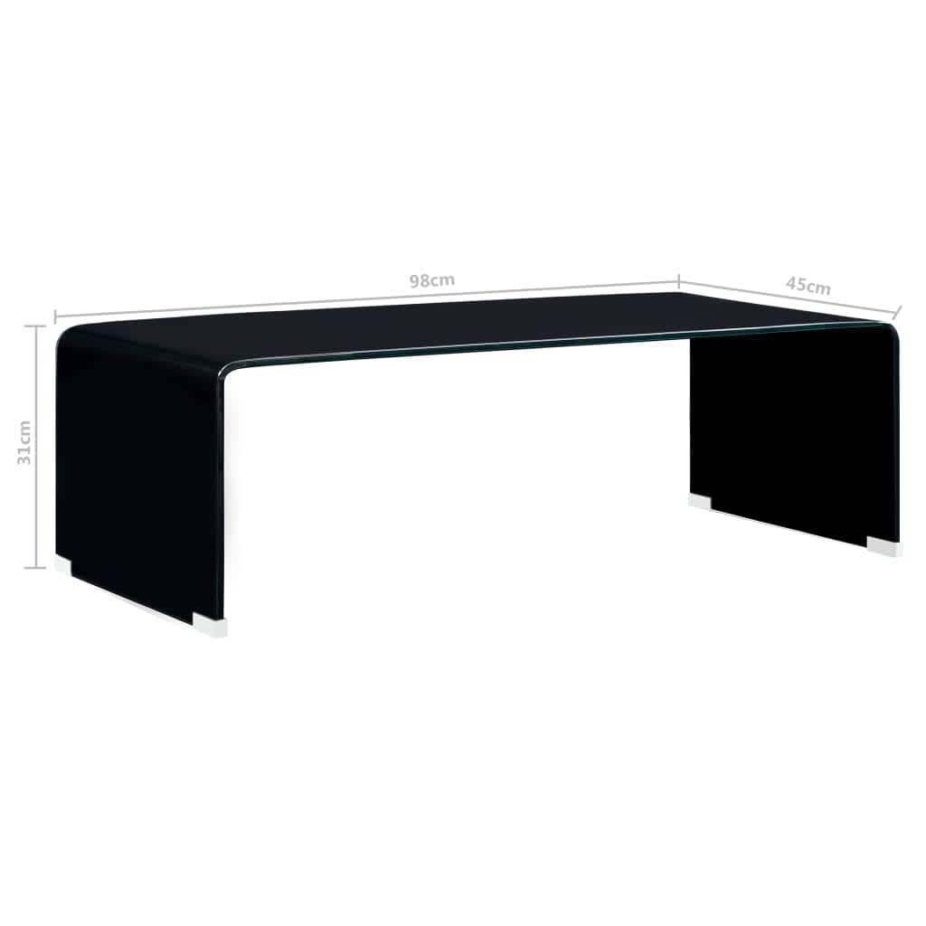 vidaXL Măsuță de cafea, negru, 98x45x31 cm, sticlă securizată