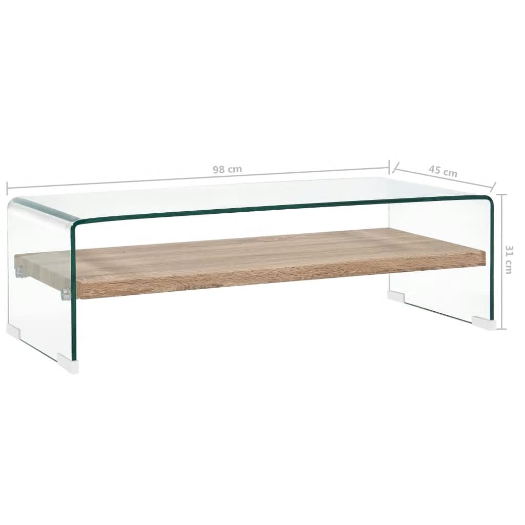 vidaXL Măsuță de cafea, transparent, 98x45x31 cm, sticlă securizată