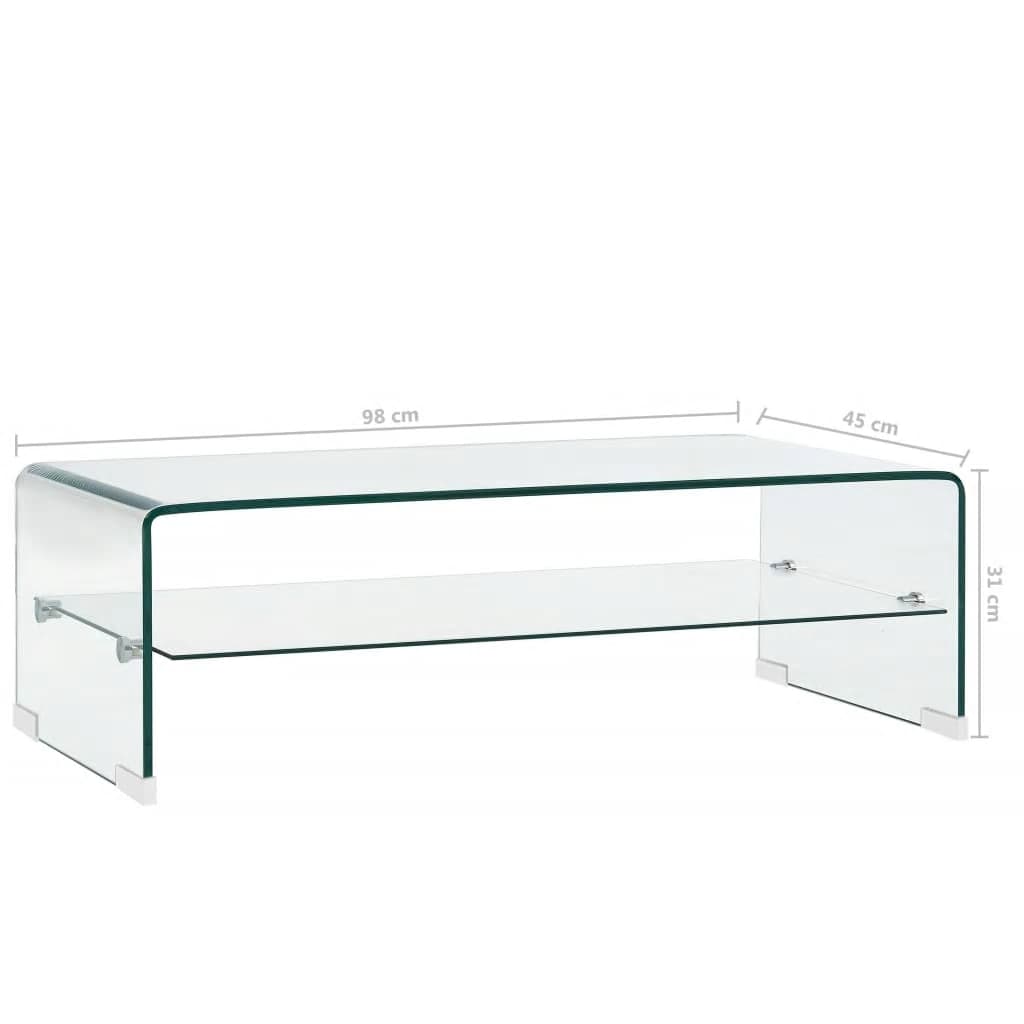 vidaXL Măsuță de cafea, transparentă, 98x45x31 cm, sticlă securizată