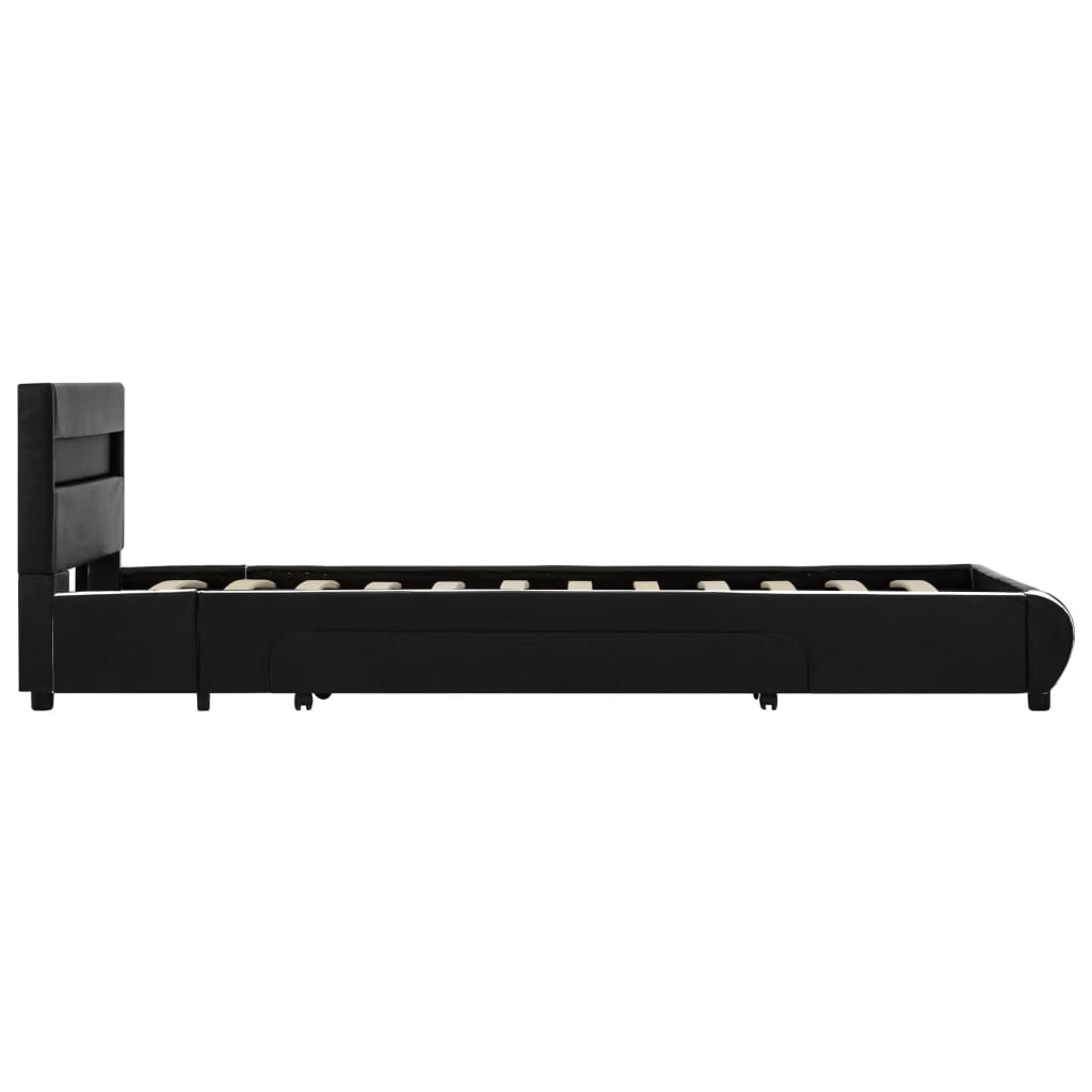 vidaXL Cadru de pat cu LED, negru, 100 x 200 cm, piele ecologică vidaXL Cadru de pat cu LED, negru, 100 x 200 cm, piele ecologică