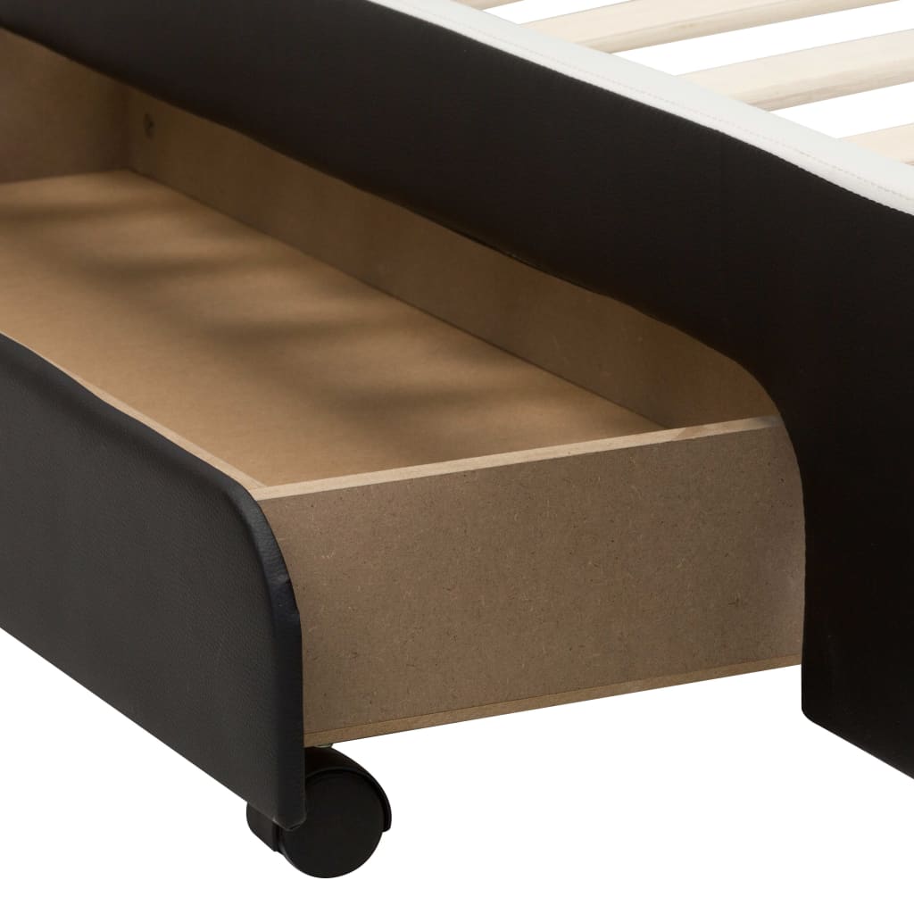 vidaXL Cadru de pat cu LED, negru, 100 x 200 cm, piele ecologică vidaXL Cadru de pat cu LED, negru, 100 x 200 cm, piele ecologică