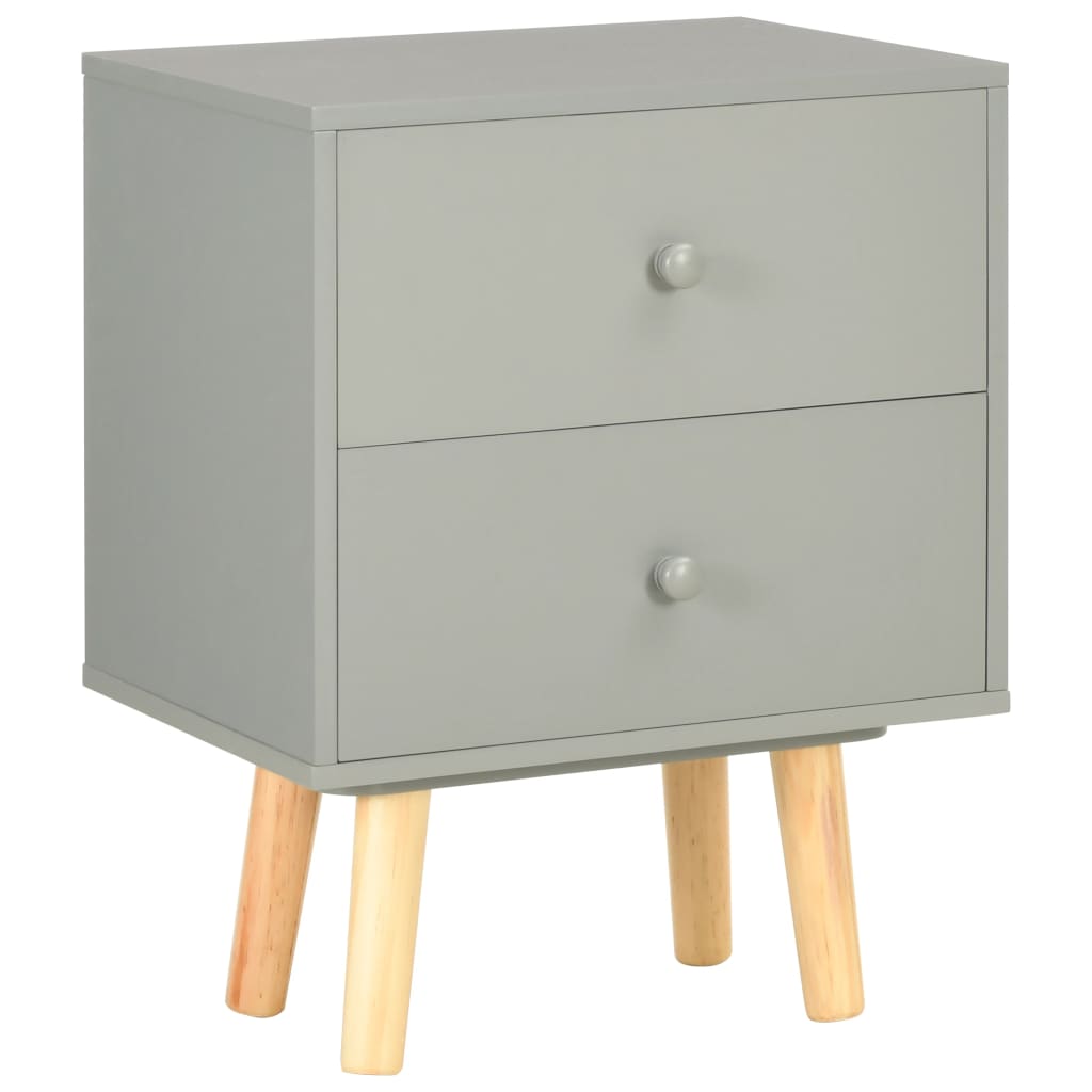 vidaXL Noptiere, 2 buc., gri, 40 x 30 x 50 cm, lemn masiv de pin vidaXL Noptiere, 2 buc., gri, 40 x 30 x 50 cm, lemn masiv de pin