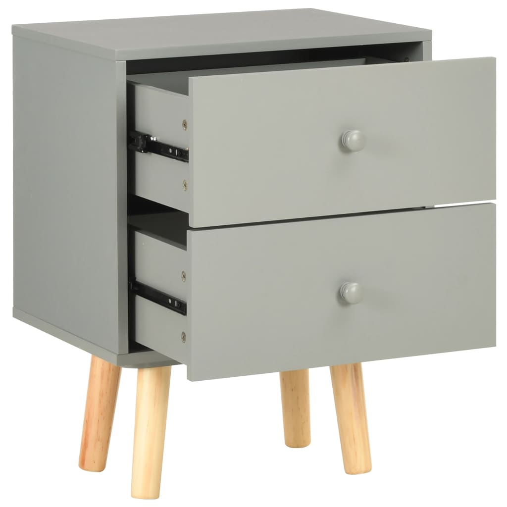 vidaXL Noptiere, 2 buc., gri, 40 x 30 x 50 cm, lemn masiv de pin vidaXL Noptiere, 2 buc., gri, 40 x 30 x 50 cm, lemn masiv de pin