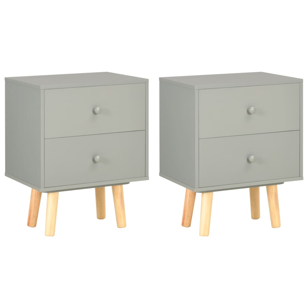 vidaXL Noptiere, 2 buc., gri, 40 x 30 x 50 cm, lemn masiv de pin vidaXL Noptiere, 2 buc., gri, 40 x 30 x 50 cm, lemn masiv de pin
