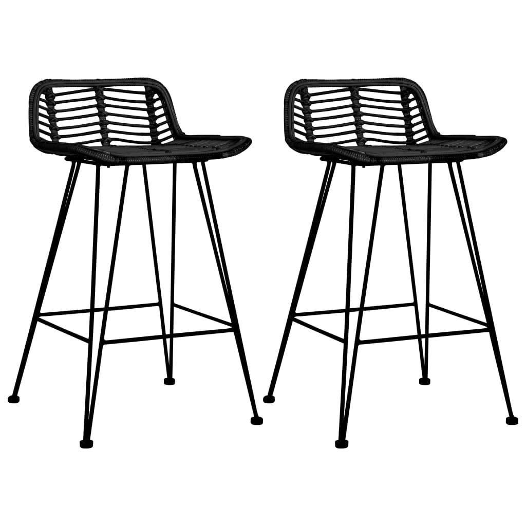 vidaXL Scaune de bar, 2 buc., negru, ratan vidaXL Scaune de bar, 2 buc., negru, ratan