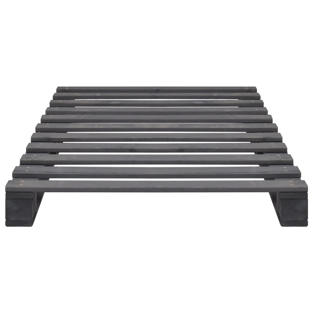vidaXL Cadru de pat din paleți, gri, 90 x 200 cm, lemn masiv de pin