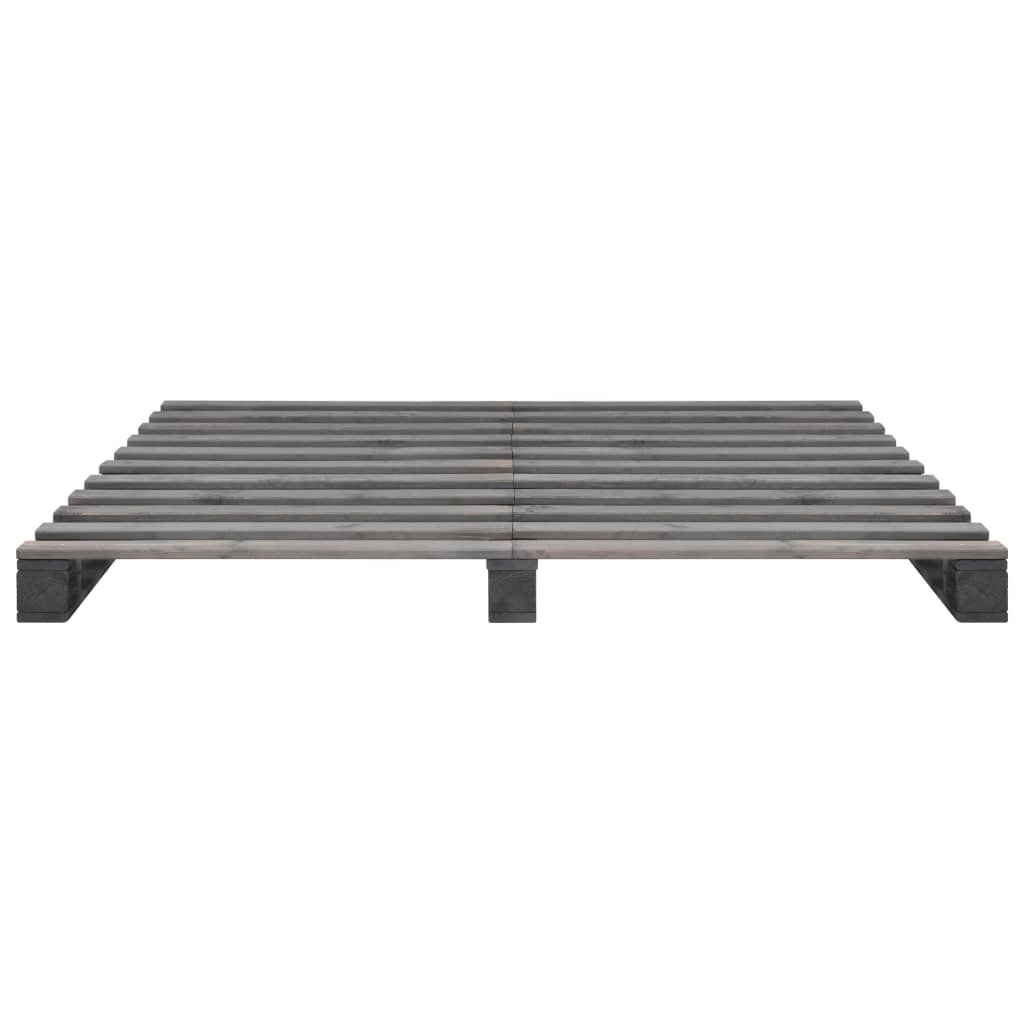 vidaXL Cadru de pat din paleți, gri, 200 x 200 cm, lemn masiv de pin