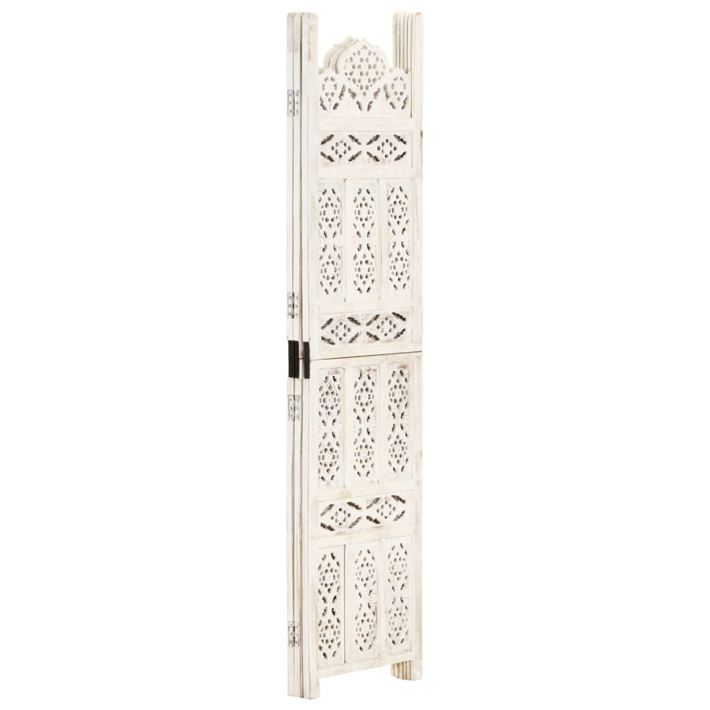 vidaXL Paravan cameră sculptat manual 3 panouri alb 120x165 cm mango vidaXL Paravan cameră sculptat manual 3 panouri alb 120x165 cm mango