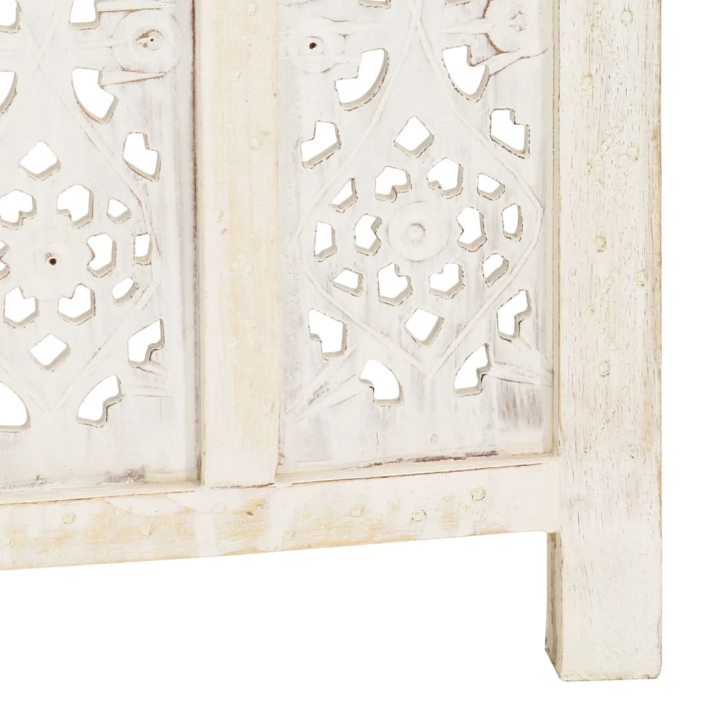 vidaXL Paravan cameră sculptat manual 3 panouri alb 120x165 cm mango vidaXL Paravan cameră sculptat manual 3 panouri alb 120x165 cm mango
