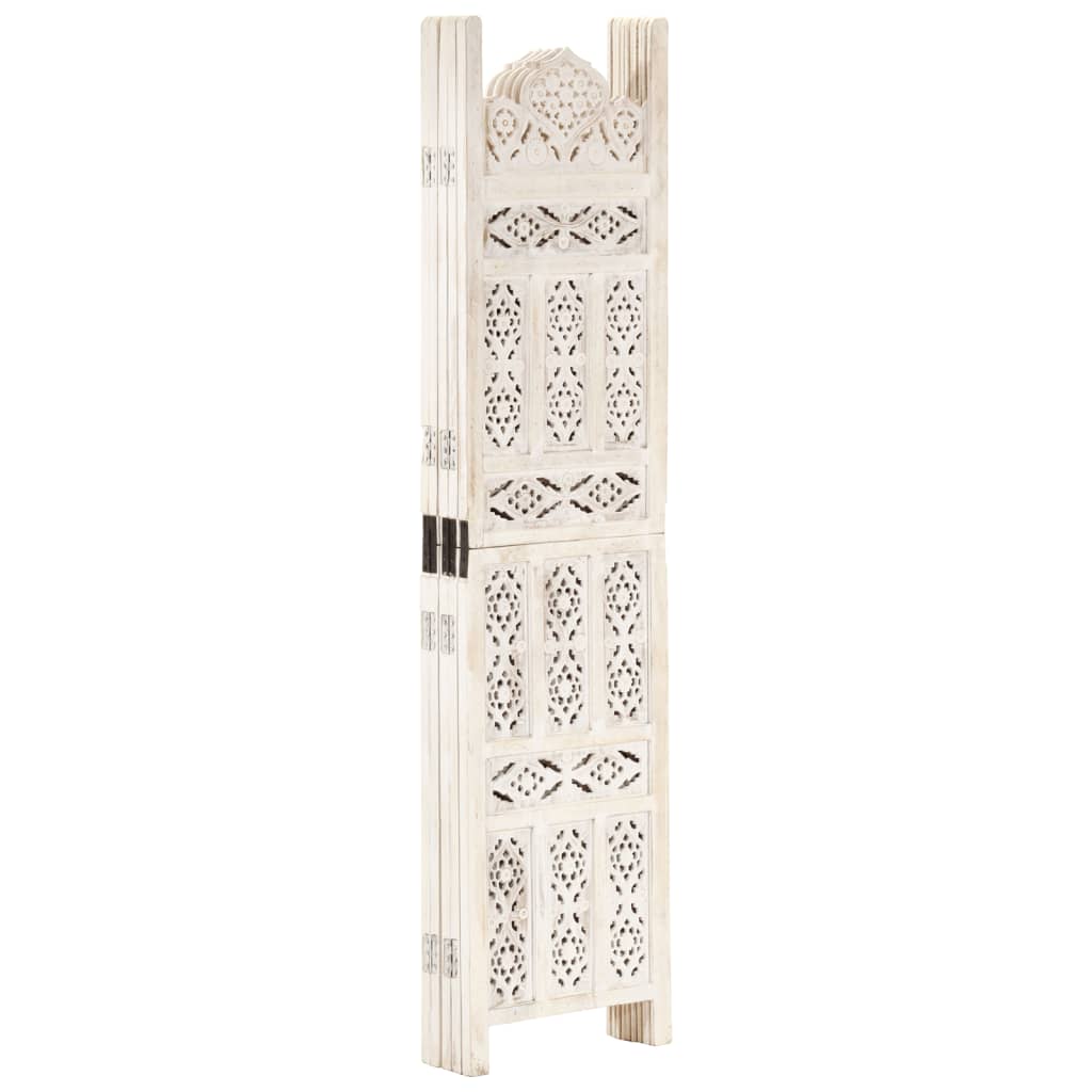 vidaXL Paravan cameră sculptat manual 5 panouri alb 200x165 cm mango vidaXL Paravan cameră sculptat manual 5 panouri alb 200x165 cm mango