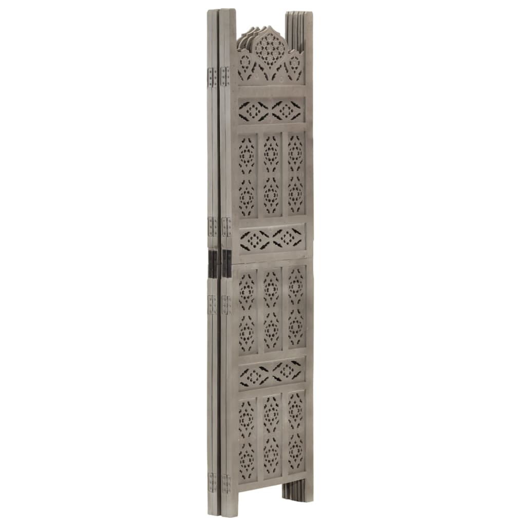 vidaXL Paravan cameră sculptat manual 4 panouri gri 160x165 cm mango vidaXL Paravan cameră sculptat manual 4 panouri gri 160x165 cm mango
