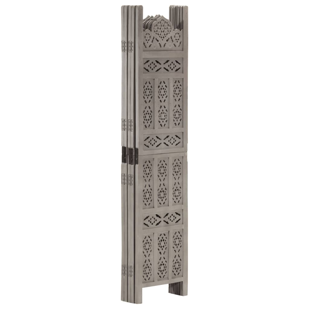 vidaXL Paravan cameră sculptat manual 5 panouri gri 200x165 cm mango vidaXL Paravan cameră sculptat manual 5 panouri gri 200x165 cm mango
