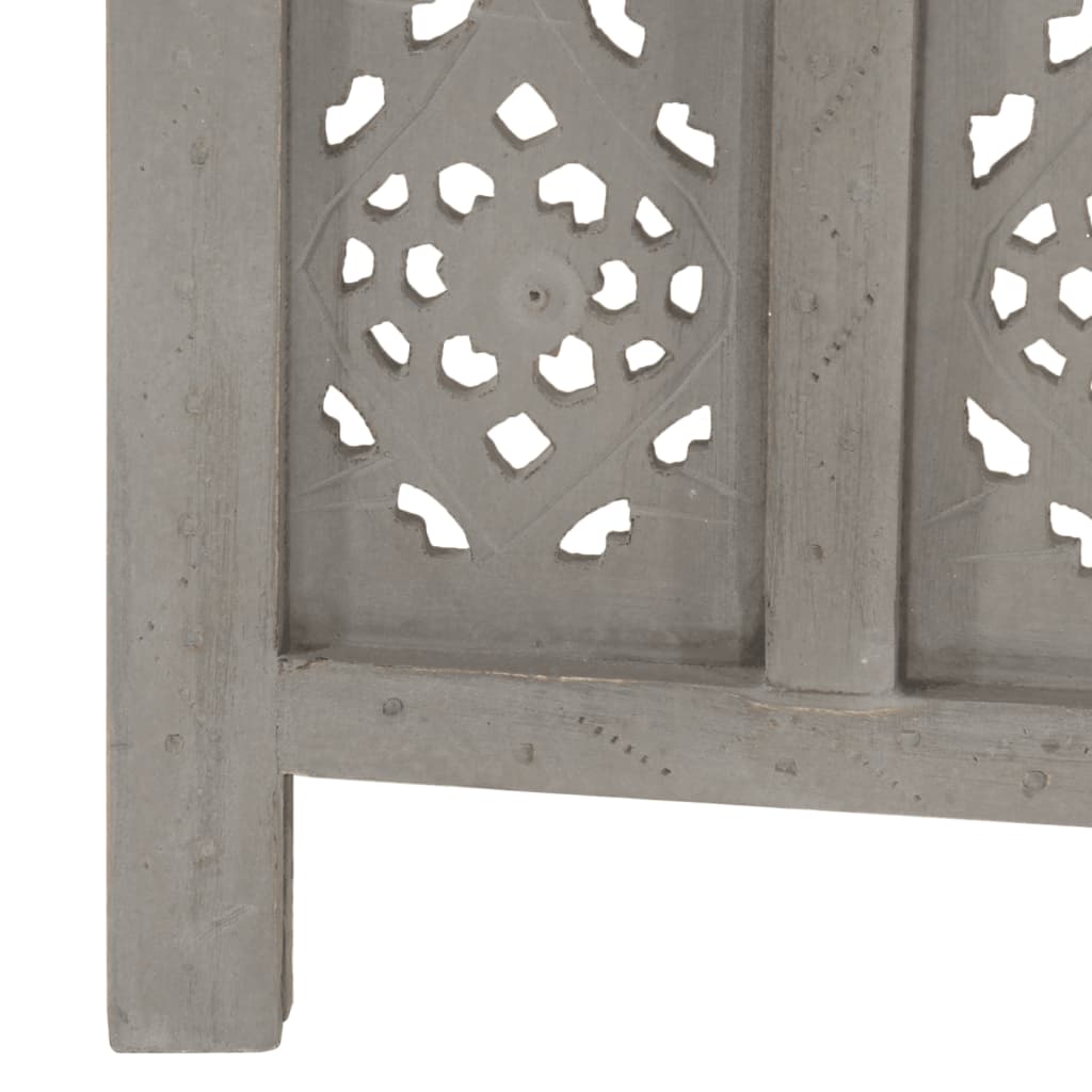 vidaXL Paravan cameră sculptat manual 5 panouri gri 200x165 cm mango vidaXL Paravan cameră sculptat manual 5 panouri gri 200x165 cm mango