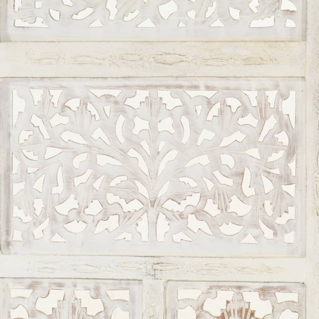 vidaXL Paravan cameră sculptat manual, 4 panouri, alb 160x165 cm mango vidaXL Paravan cameră sculptat manual, 4 panouri, alb 160x165 cm mango