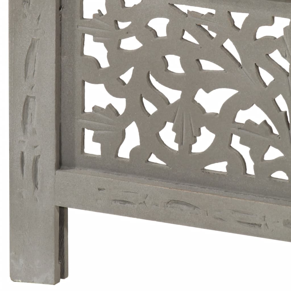 vidaXL Paravan cameră sculptat manual 4 panouri gri 160x165 cm mango vidaXL Paravan cameră sculptat manual 4 panouri gri 160x165 cm mango