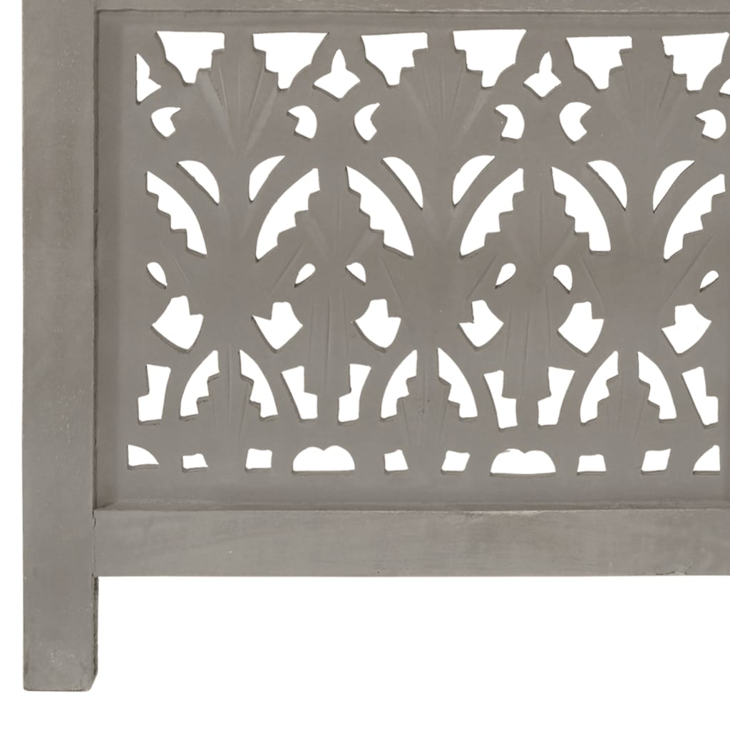 vidaXL Paravan cameră sculptat manual 3 panouri gri 120x165 cm mango vidaXL Paravan cameră sculptat manual 3 panouri gri 120x165 cm mango
