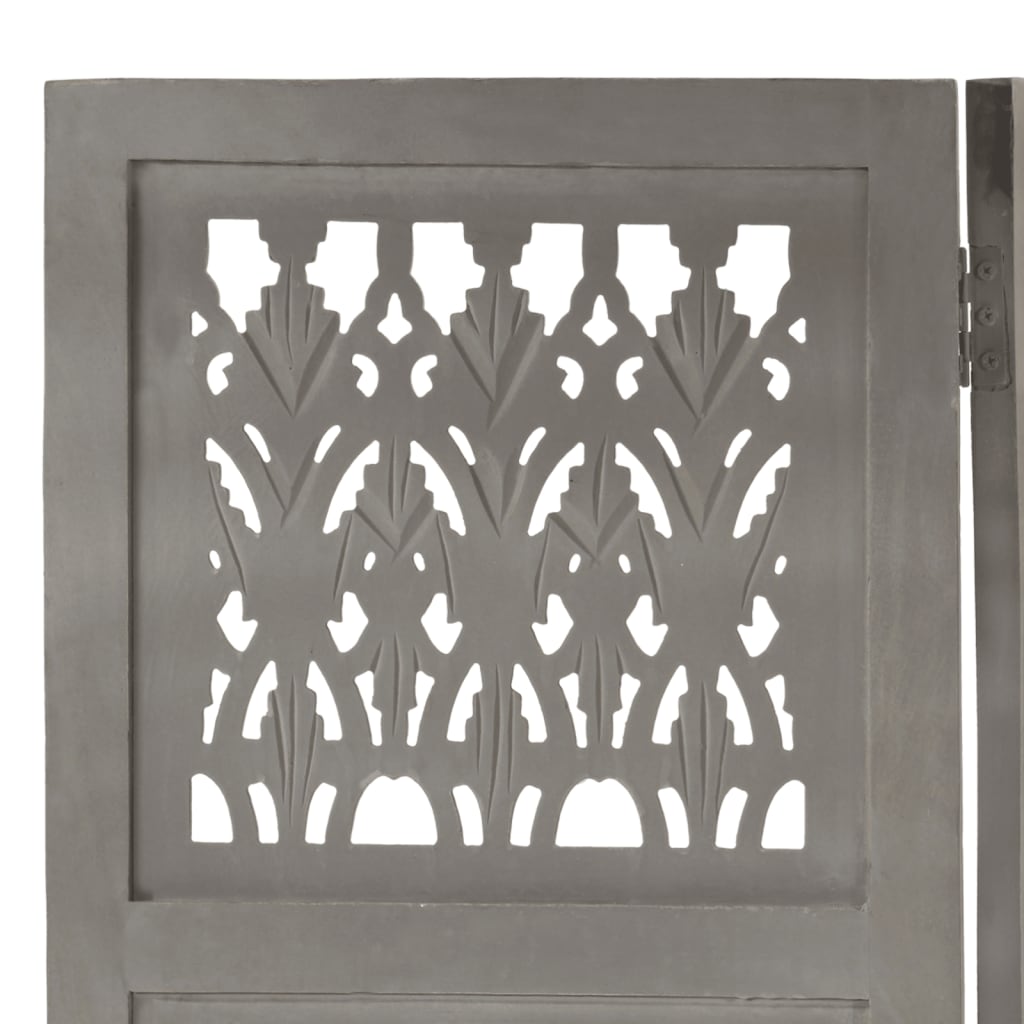 vidaXL Paravan cameră sculptat manual 5 panouri gri 200x165 cm mango vidaXL Paravan cameră sculptat manual 5 panouri gri 200x165 cm mango