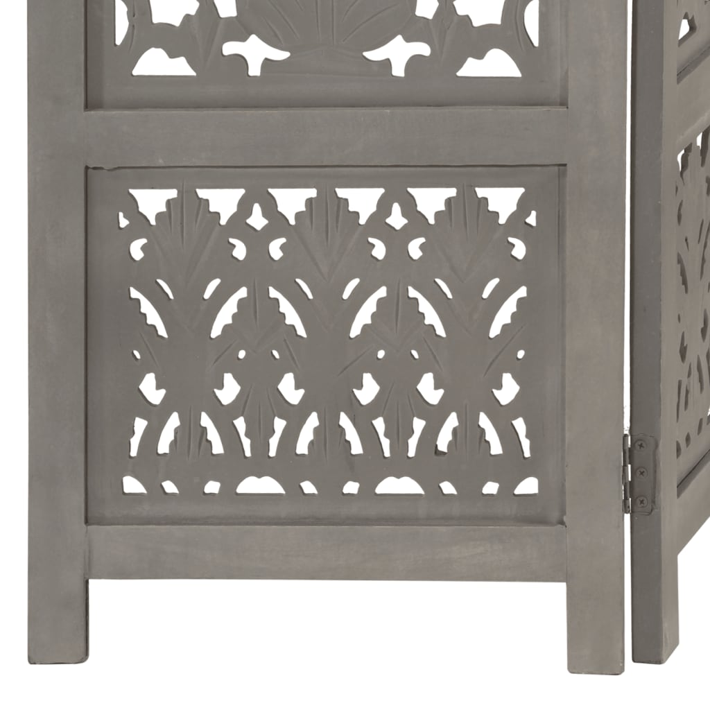 vidaXL Paravan cameră sculptat manual 5 panouri gri 200x165 cm mango vidaXL Paravan cameră sculptat manual 5 panouri gri 200x165 cm mango