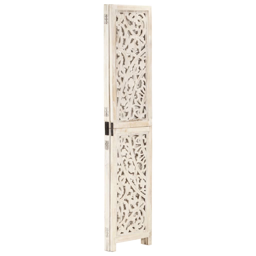 vidaXL Paravan cameră sculptat manual 3 panouri alb 120x165 cm mango vidaXL Paravan cameră sculptat manual 3 panouri alb 120x165 cm mango