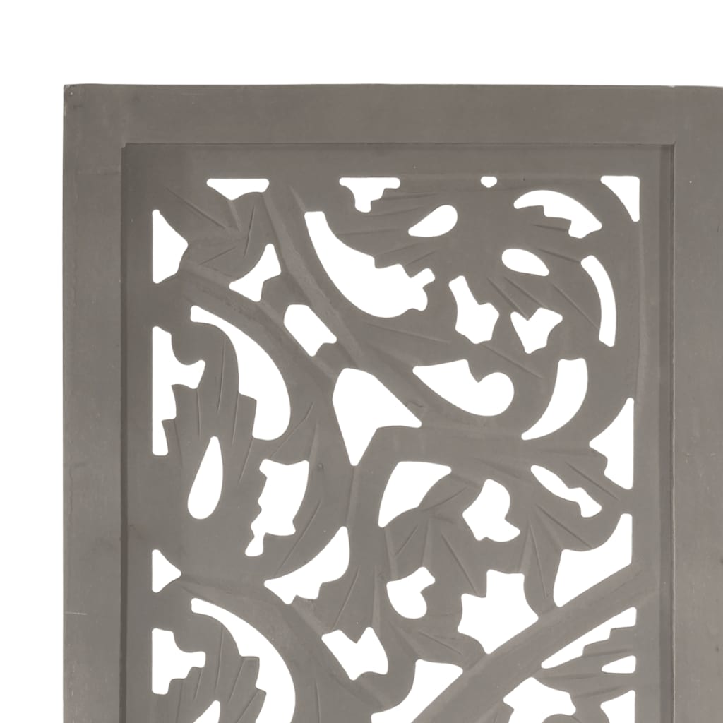 vidaXL Paravan cameră sculptat manual 3 panouri gri 120x165 cm mango vidaXL Paravan cameră sculptat manual 3 panouri gri 120x165 cm mango