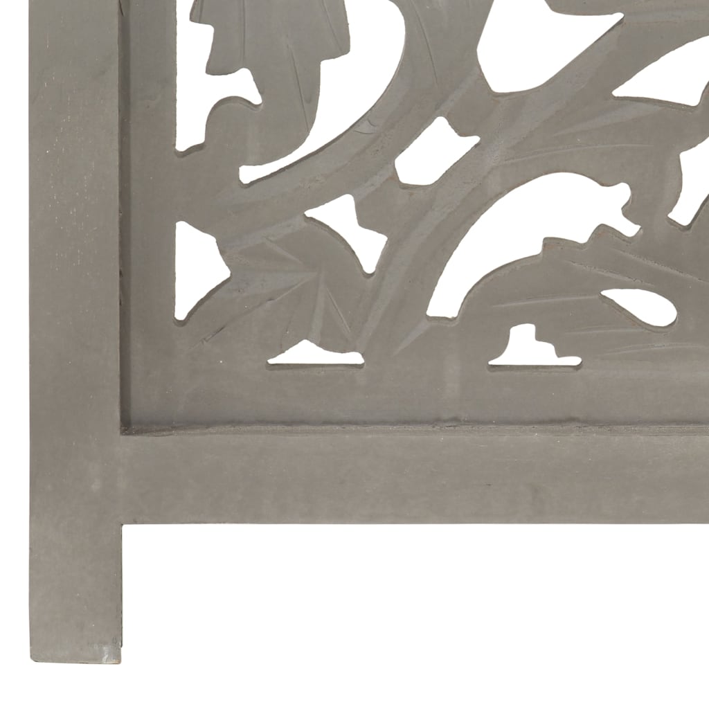 vidaXL Paravan cameră sculptat manual 3 panouri gri 120x165 cm mango vidaXL Paravan cameră sculptat manual 3 panouri gri 120x165 cm mango