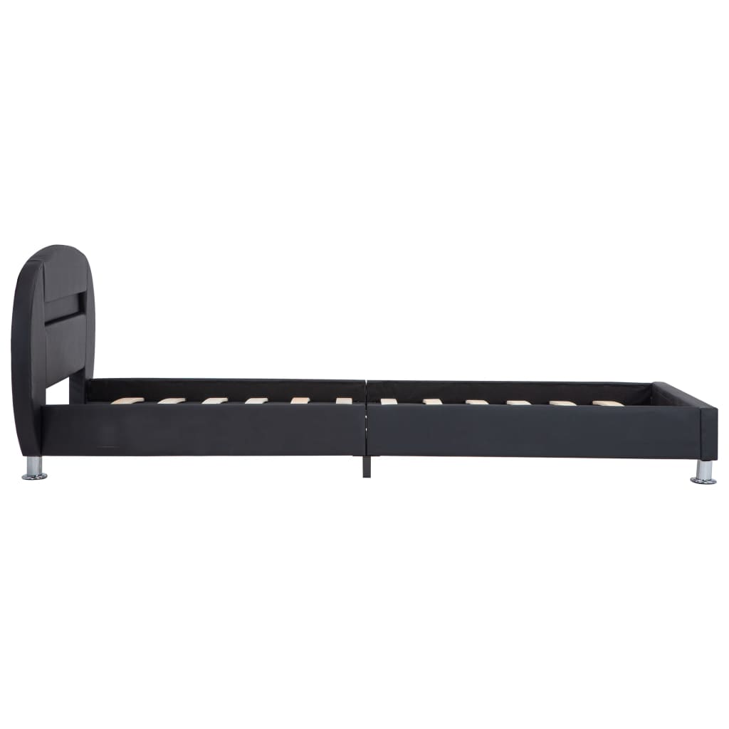 vidaXL Cadru de pat cu LED, negru, 90 x 200 cm, piele artificială vidaXL Cadru de pat cu LED, negru, 90 x 200 cm, piele artificială