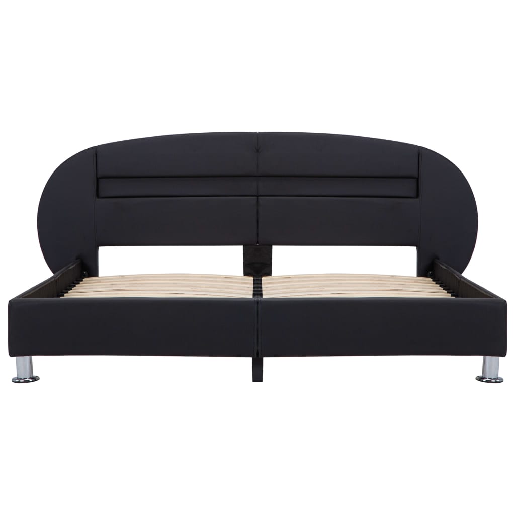 vidaXL Cadru de pat cu LED, negru, 180 x 200 cm, piele ecologică