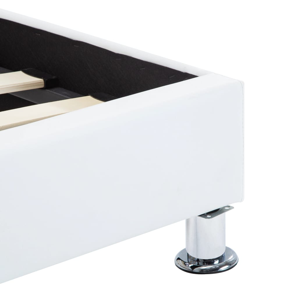 vidaXL Cadru de pat cu LED, alb, 100 x 200 cm, piele ecologică