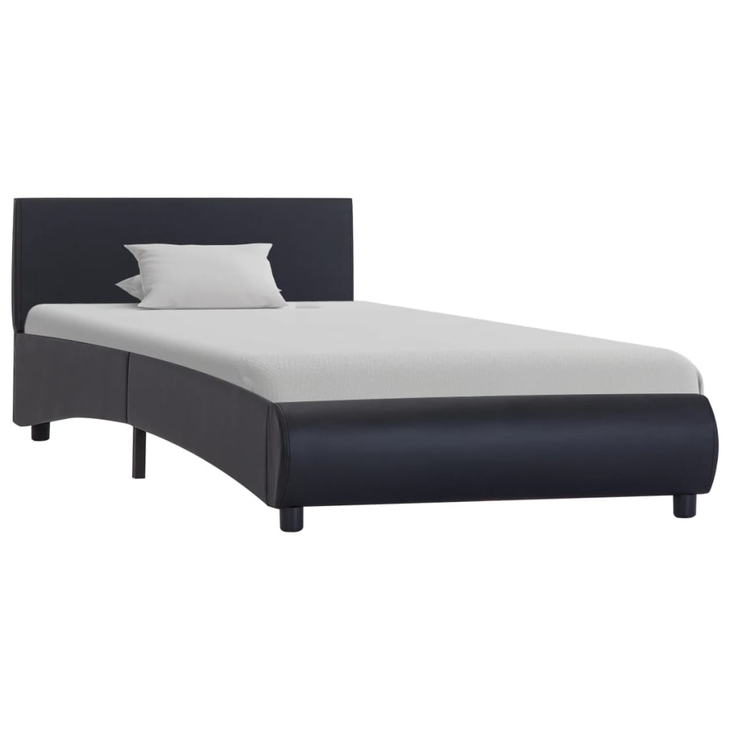 vidaXL Cadru de pat cu LED, negru, 90 x 200 cm, piele ecologică vidaXL Cadru de pat cu LED, negru, 90 x 200 cm, piele ecologică