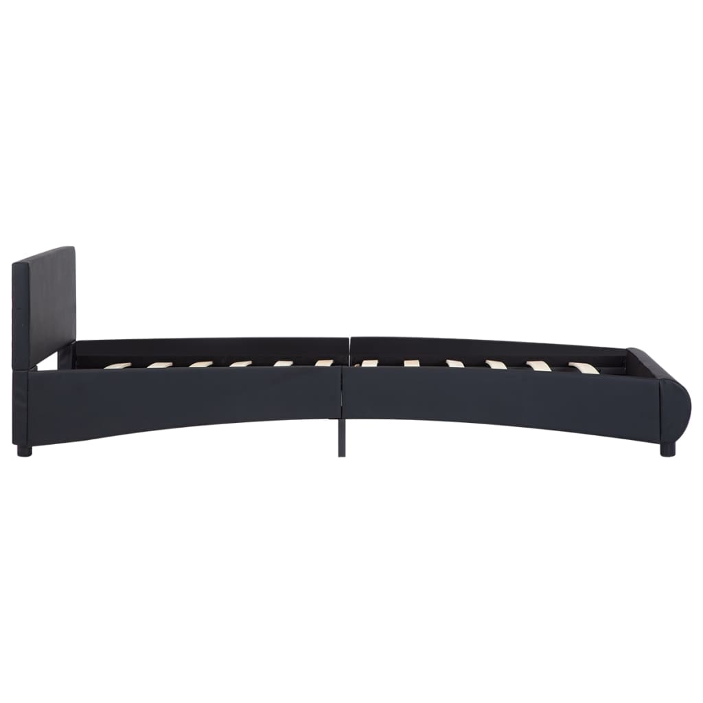 vidaXL Cadru de pat cu LED, negru, 90 x 200 cm, piele ecologică vidaXL Cadru de pat cu LED, negru, 90 x 200 cm, piele ecologică