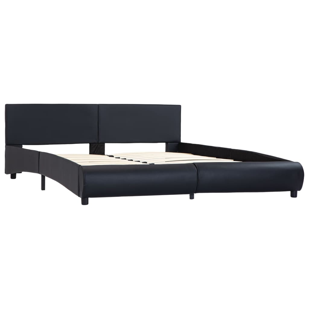 vidaXL Cadru de pat cu LED, negru, 180 x 200 cm, piele ecologică vidaXL Cadru de pat cu LED, negru, 180 x 200 cm, piele ecologică