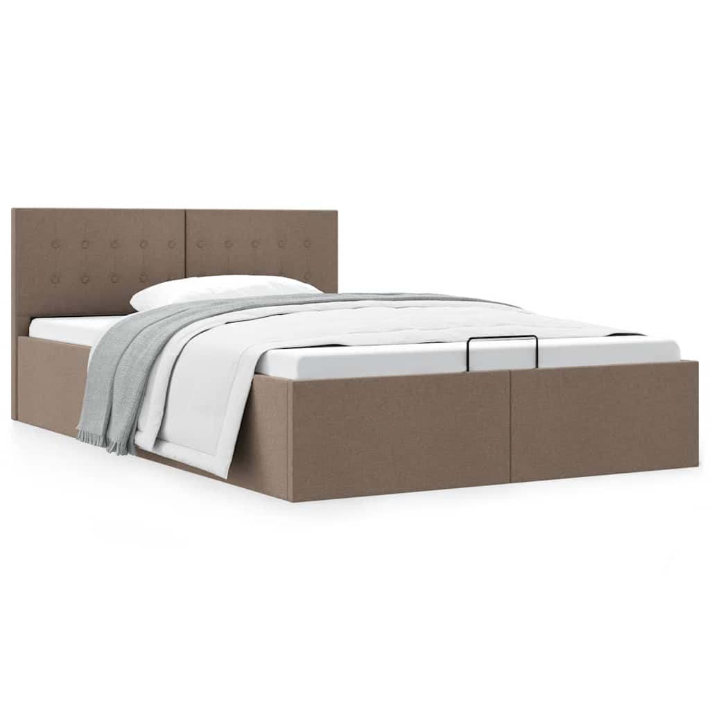 vidaXL Cadru de pat hidraulic cu ladă, gri taupe, 140 x 200 cm, textil vidaXL Cadru de pat hidraulic cu ladă, gri taupe, 140 x 200 cm, textil
