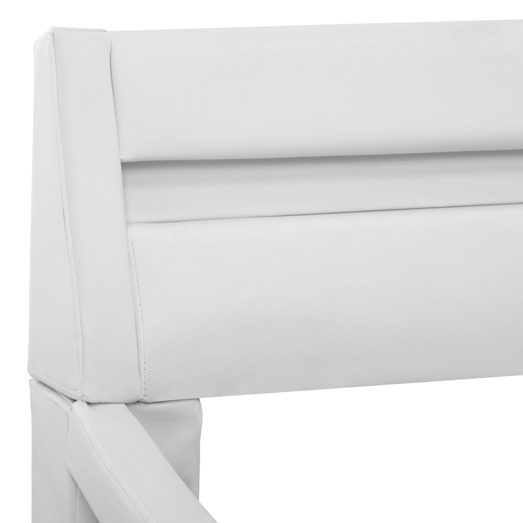 vidaXL Cadru de pat cu LED, alb, 140 x 200 cm, piele ecologică