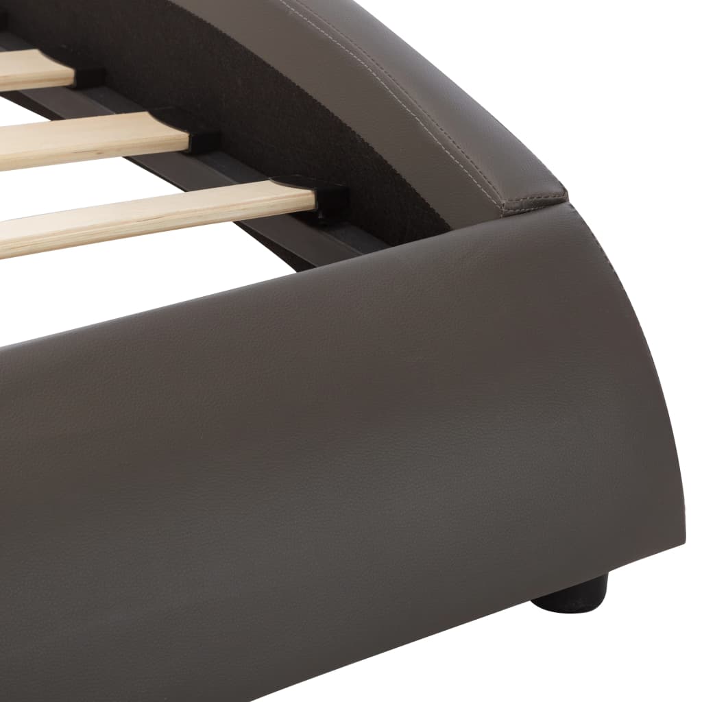 vidaXL Cadru de pat cu LED, gri, 160 x 200 cm, piele ecologică